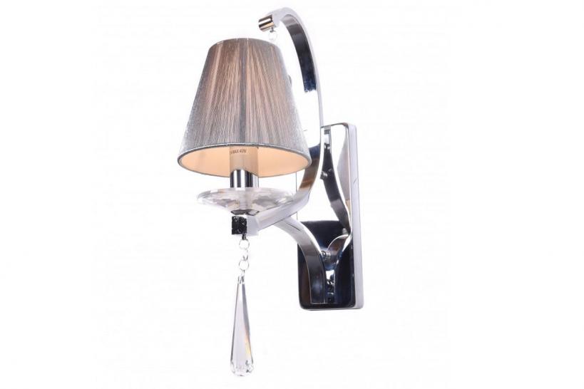 Applique lampada da parete da muro stile classico in metallo, tessuto e cristallo con un punto luce Venisia W1 colore Argento