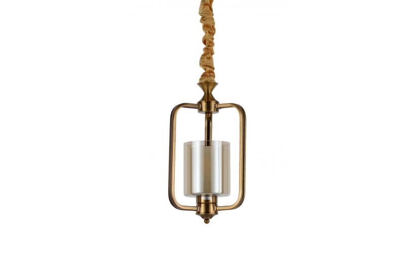 Lampadario a sospensione in stile classico vintage 1 punto luce in vetro e metallo colore ottone ATLANTA W1