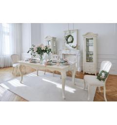tavolo avorio allungabile in stile classico con decorazioni floreali
