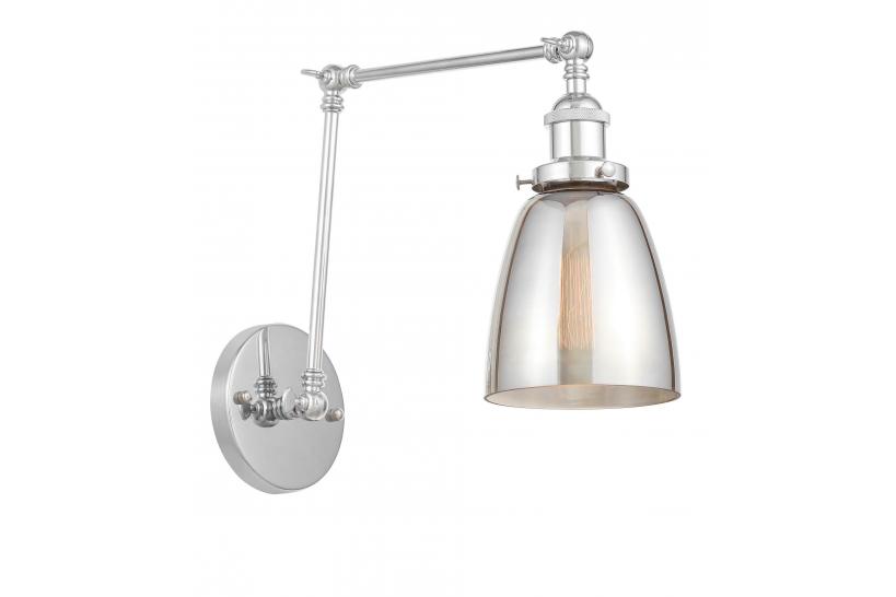 Applique lampada da parete da muro vintage Cromato con doppio braccio flessibile a forma vaso in vetro Grigio fume Fabi