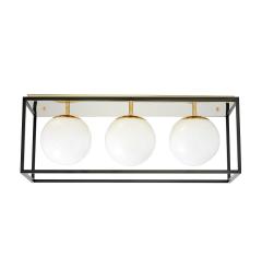 Plafoniera rettangolare nero e oro di design con 3 sfere bianco MALDINI W3