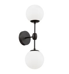 Lampada da parete metallo nero e vetro bianco stile industriale
