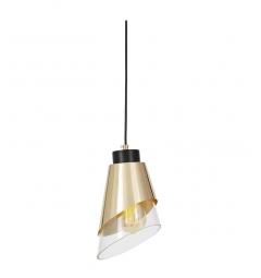 Lampada moderna sospensione doppio paralume vetro oro FABRO W1