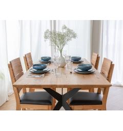 Tavolo in legno di rovere massello naturale gambe in metallo nero 90x180 CASERTA