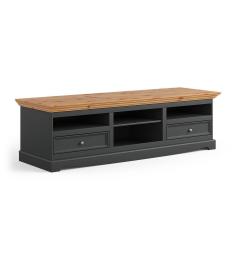 mobile porta tv shabby chic grafite top naturale legno massello di pino