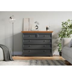 Cassettiera shabby chic pino massello grafite top rovere shabby chic