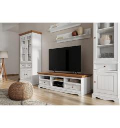 Mobile porta tv shabby chic bianco e rovere in pino massello