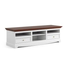 Porta tv shabby chic bianco e noce in pino massello