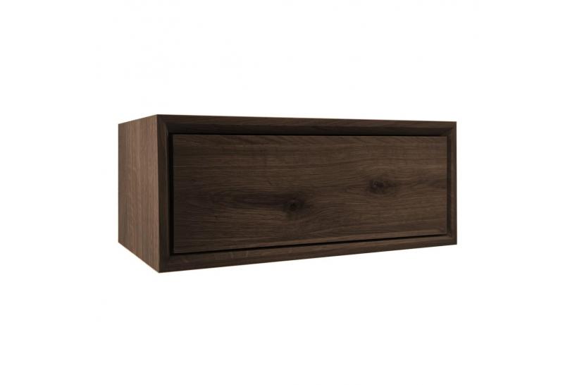Comodino sospeso moderno in legno naturale affumicato