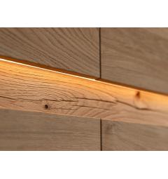 Vetrina bassa 2 ante moderna apertura a sinistra in rovere massello grezzo led integrato
