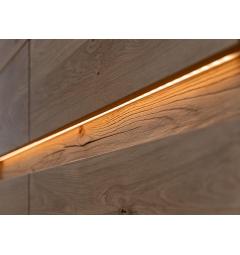 Mobile Vetrina 2 ante moderno apertura a sinistra in rovere massello grezzo illuminazione led