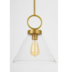 Lampada a sospensione moderna ottone paralume in vetro con anello FERMINI