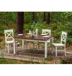 Set 4 sedie da pranzo shabby chic in faggio massello bianche