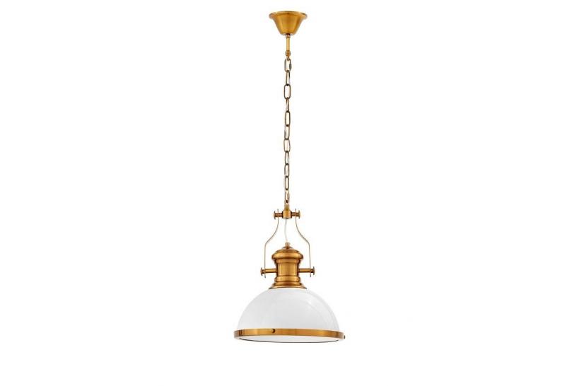Lampada a sospensione ottone e bianco stile industriale ETTORE