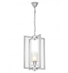 Lampada a sospensione glamour cromo doppio paralume vetro MANHATTAN W1