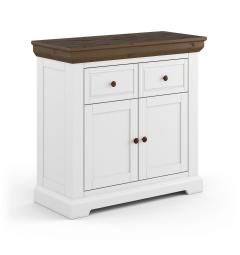 Credenzina in pino massello bianca e top tabacco shabby country
