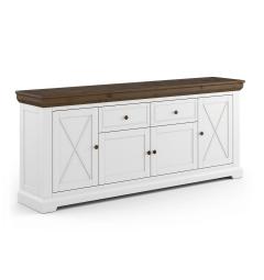 Mobile buffet pino massello bicolore bianco-tabacco shabby country