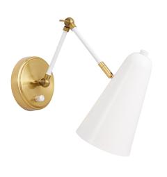 Lampada da parete in metallo bianco e ottone