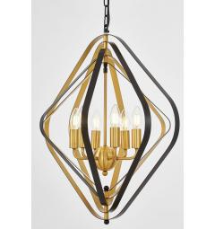 Lampadario a sospensione design elegante nero e ottone
