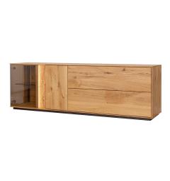 Mobile TV con vetrina rovere massello design moderno