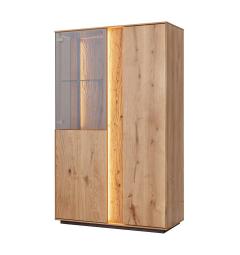 Libreria vetrinetta 2 ante moderna in rovere massello naturale