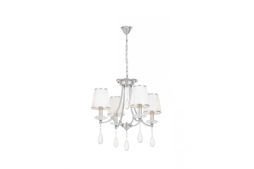 Lampadario cromato con cristalli e paralumi in vetro DOMINNI W4