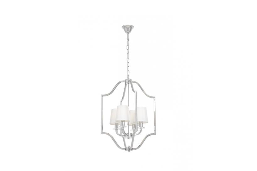 Lampadario moderno bianco e cromato con cristalli ORLANDO W4