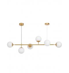 Lampadario moderno ottone 6 sfere bianche CEREDO W6