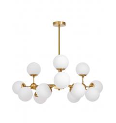 Lampadario a sospensione a sfere vetro bianco ottone ZODIAK W12