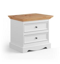 Comodino shabby chic pino massello bianco e naturale