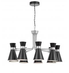 Lampadario a sospensione design moderno nero e cromo