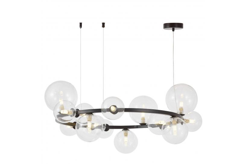 Lampadario di design moderno 15 punti luce a sfera struttura in metallo Nero MERIDO W15