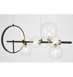 Lampadario a sfera in vetro trasparente struttura in metallo nero MERIDO W7 + 1 LED