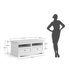 Mobiletto tv shabby chic pino massello bianco