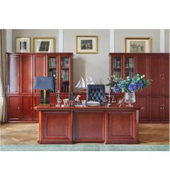 Completo ufficio PRESTIGE B710 con scrivania 220 cm e parete librerie lungo 520 cm