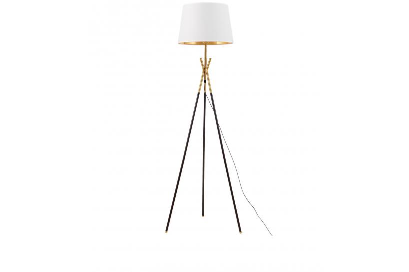 Lampada struttura nero ottone e paralume in tessuto bianco - Arrediorg