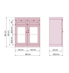 Armadio basso 2 ante a vetri per ufficio o studio in stile classico PRESTIGE C725A misure