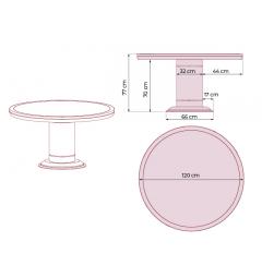 Tavolo classico rotondo da salotto per ufficio 120 cm PRESTIGE G620 misure