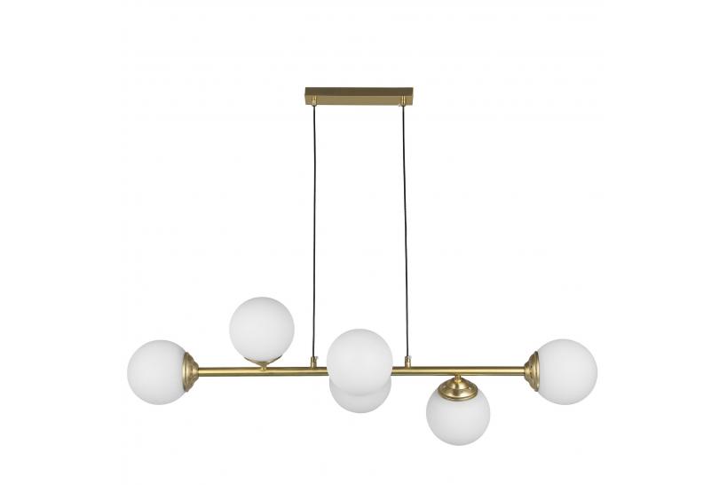 Lampadario a sfera con placca a soffitto ottone 6 sfere FINO W6 - Arrediorg