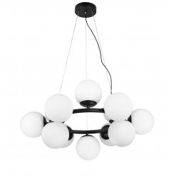 Lampadario a sospensione nero di design 12 luci a sfera - Arrediorg