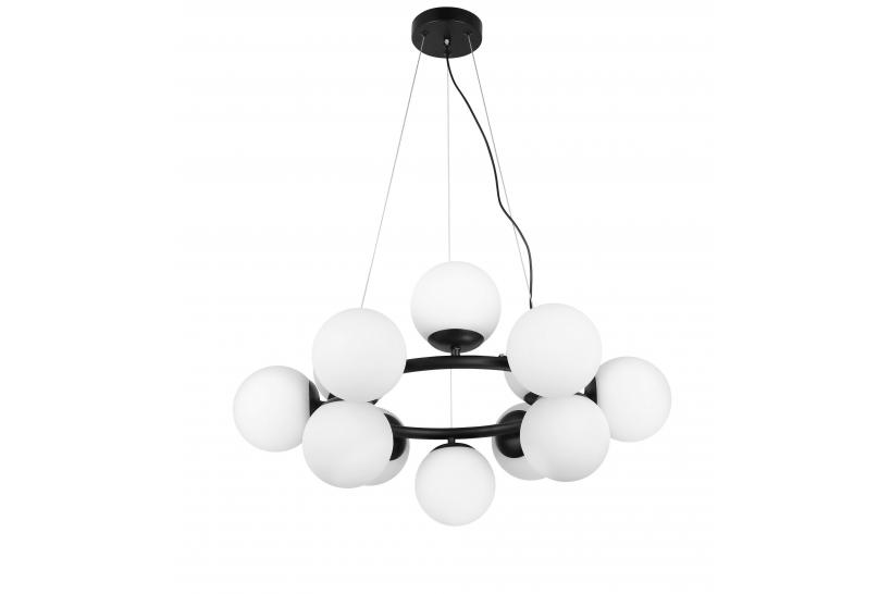 Lampadario a sospensione nero di design 12 luci a sfera - Arrediorg