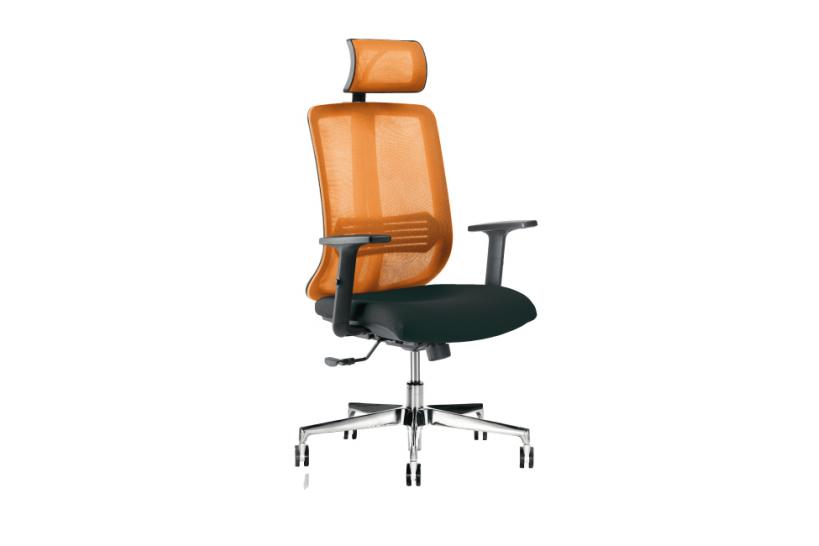 Sedia ergonomica certificata UNI EN 1335 VERTIGO con schienale arancione