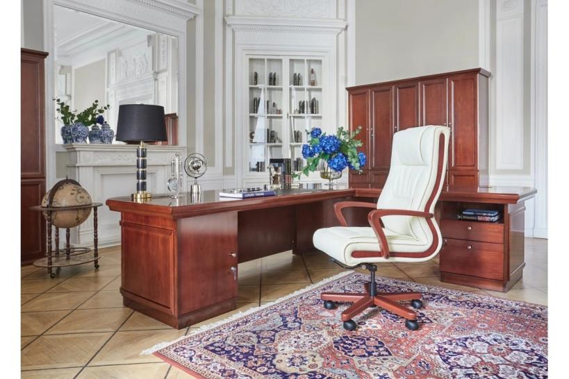 Sedia ufficio direzionale in pelle con rotelle beige Ambassador