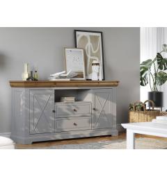 Madia pino massello di pino grigio cenere e top color rovere shabby country
