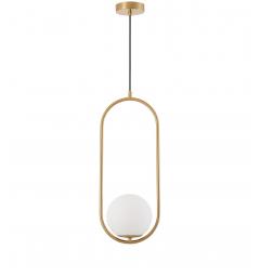 Lampada a sospensione design moderno a sfera bianco ottone VERO 1/B - Arrediorg