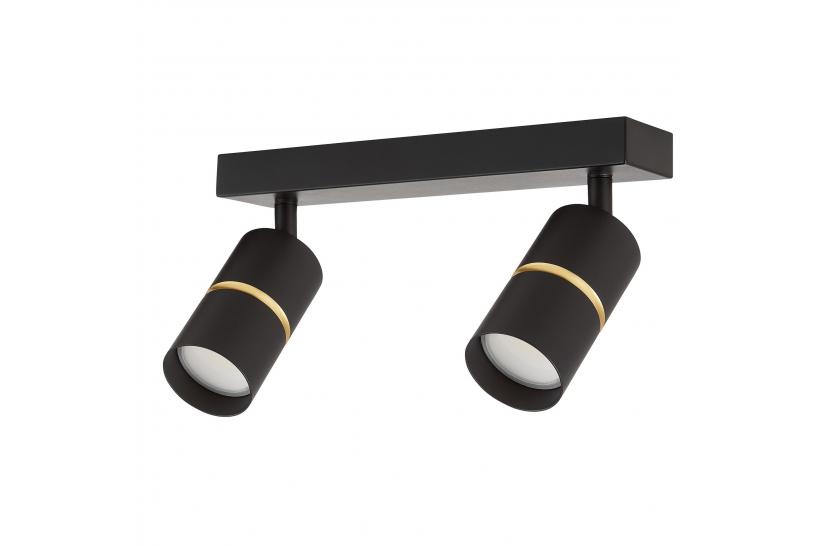 Faretto da soffitto con due punti luce in metallo nero - Arrediorg