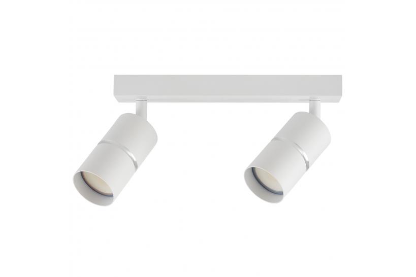Faretto da soffitto con due punti luce in metallo bianco - Arrediorg