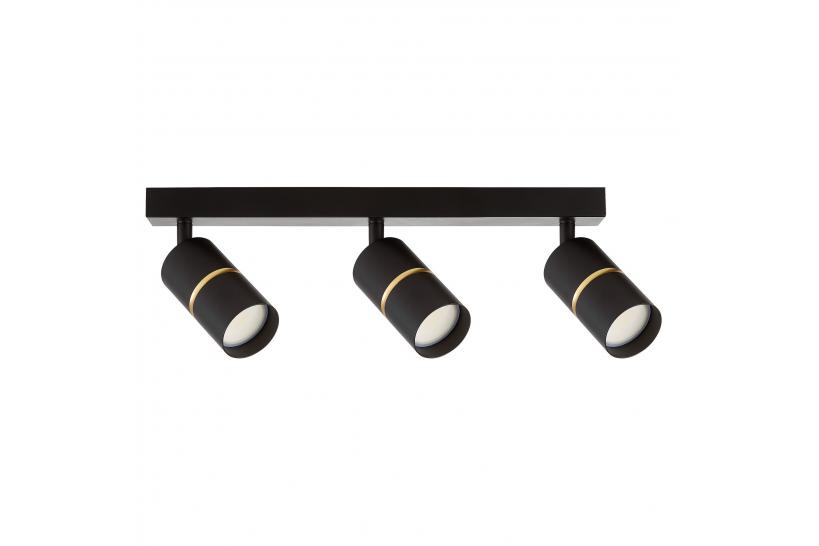Faretto da soffitto con tre punti luce in metallo nero - Arrediorg