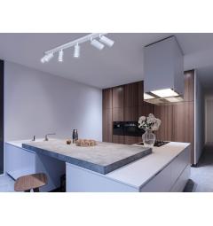 Plafoniera bianco con piastra rettangolare a soffitto 6 punti luce