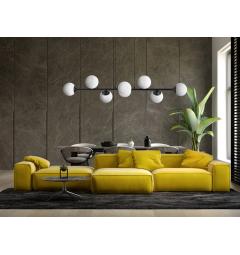 Lampadario moderno nero 8 sfere con piastra rettangolare a soffitto FINO W8